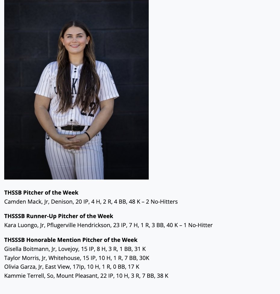 TxHS_Softball's tweet photo. THSSB 5A Pitchers of the Week – Feb 25

https://t.co/f8d06h6ydM

@CamdenMack1515 @kara_luongo @gboitmann2027 @olivia_gar27610 https://t.co/lXvGtTKnN5