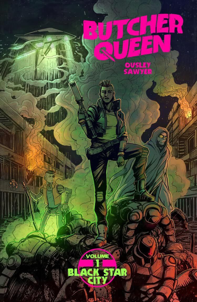 In Black Star City, aliens are being removed from society by a clandestine group called the Overseers. With nowhere to turn, they hire Syd Kiowa to protect them. What Syd finds will change Earth forever. Butcher Queen: Black Star City is in stores this May. Pre-order today!