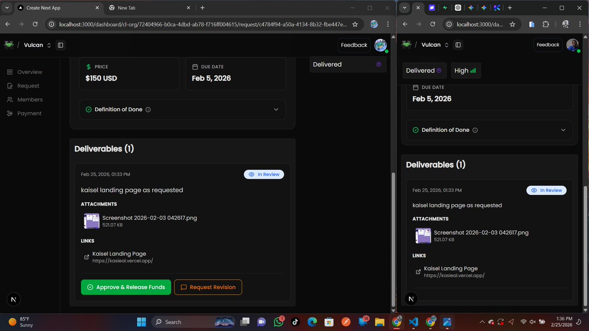 Gozy_Dev's tweet photo. KODASH Update:
Escrow flow is live.
Freelancers submit work.
Clients approve.
Funds move from escrow to the freelancer’s account.
Bank details added.
Transactions page implemented. https://t.co/2C4DKEQhkY