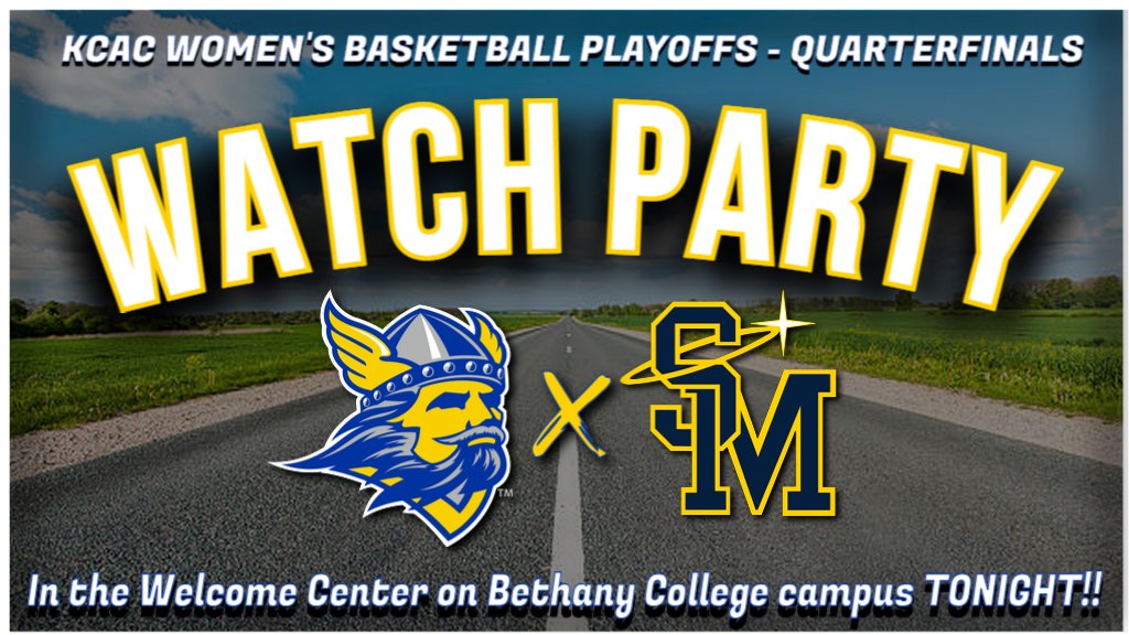 🚨KCAC🏀Playoffs are now underway🚨

The Swedes take on the Spires in the quarterfinals of the KCAC Women's🏀Championships

👀Bethany College is hosting a watch party for those who are in Lindsborg starting at 6:30 PM👀

😋There will be pizza and more over in the Welcome Center😋