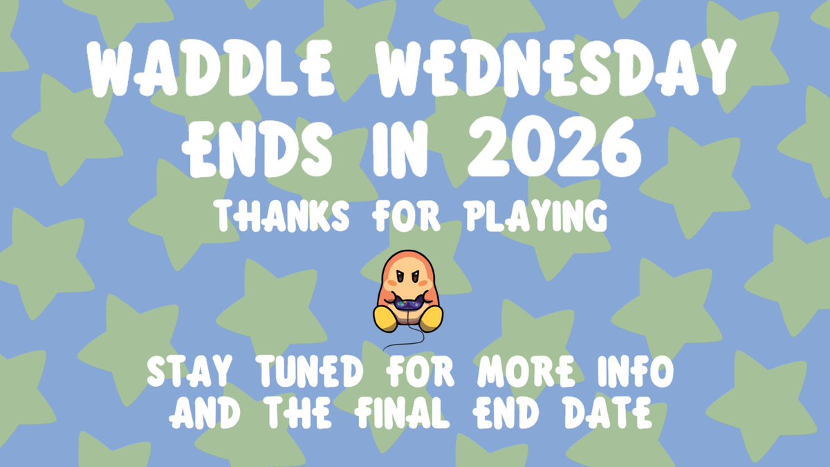 The last Waddle Wednesday will take place later this year
I'm giving notice now so that you will have some time to enter and work towards any goals related to the series you may have or to prepare yourself for the end

Stay tuned for more info on the series finale later this year