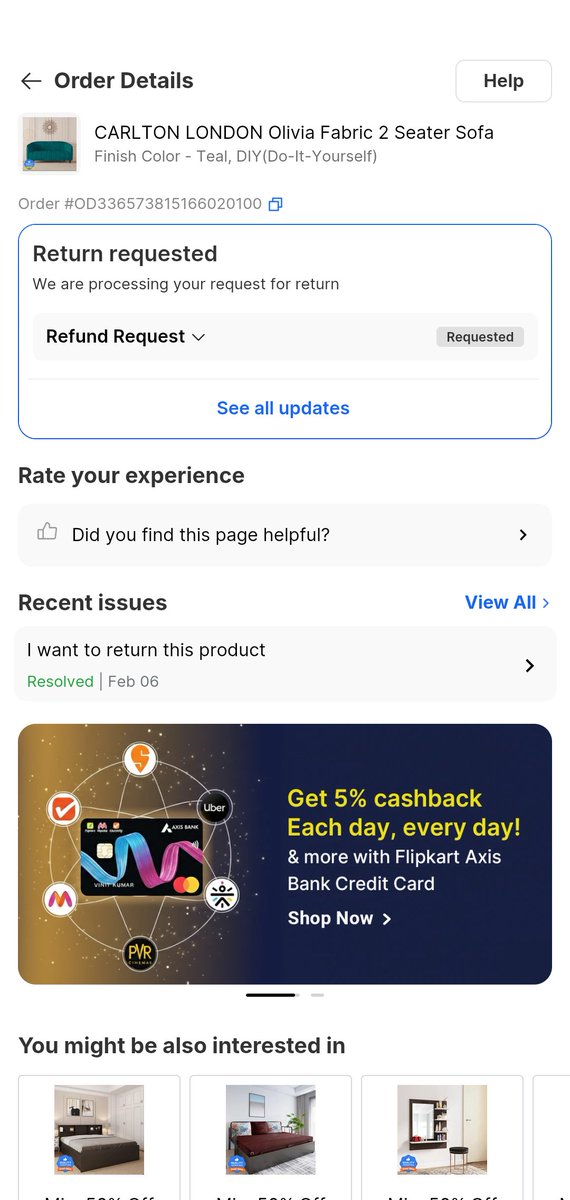 iqubal84's tweet photo. @Flipkart Extremely disappointed. Received a poor-quality sofa that wobbles while sitting. Return was approved but technician visit kept getting delayed and then wrongly rejected. No pickup, no refund for 1 month. Feels like fake promises &amp; cheating. Resolve ASAP. #flipkart https://t.co/VLX7GYOESP