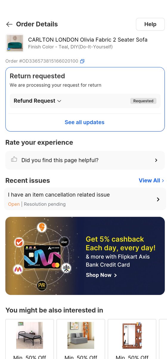 iqubal84's tweet photo. @Flipkart Extremely disappointed. Received a poor-quality sofa that wobbles while sitting. Return was approved but technician visit kept getting delayed and then wrongly rejected. No pickup, no refund for 1 month. Feels like fake promises &amp; cheating. Resolve ASAP. #flipkart https://t.co/VLX7GYOESP