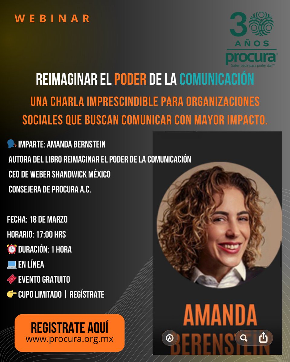 ProcuraAC's tweet photo. ¿Cómo pueden las organizaciones sociales comunicar mejor su causa, conectar de forma auténtica con donantes, aliados y comunidades, y fortalecer su impacto?
𝐑𝐄𝐈𝐌𝐀𝐆𝐈𝐍𝐀𝐑 𝐄𝐋 𝐏𝐎𝐃𝐄𝐑 𝐃𝐄 𝐋𝐀 𝐂𝐎𝐌𝐔𝐍𝐈𝐂𝐀𝐂𝐈𝐎́𝐍
𝟏𝟖 𝐝𝐞 𝐦𝐚𝐫𝐳𝐨
𝐆𝐑𝐀𝐓𝐔𝐈𝐓𝐎
55.5595.2541 https://t.co/F8ufLatbax