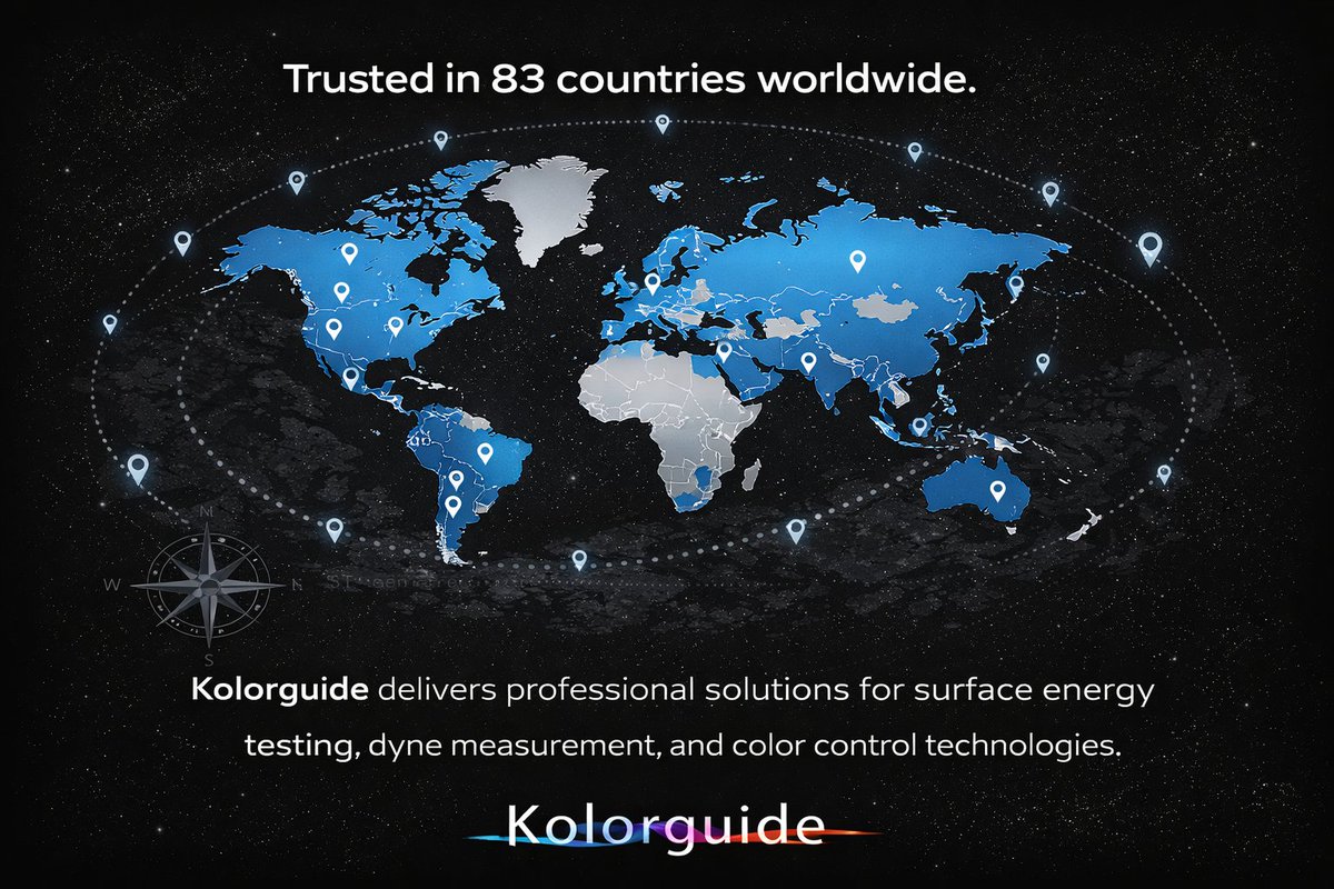 Kolorguide's tweet photo. 15 years.
83 countries.
Precision without borders.
Kolorguide continues reaching where precision makes the difference.
#DyneTesting #SurfaceEnergy #IndustrialQuality

https://t.co/lkHNGb7ZCc https://t.co/p1HYpH3krp