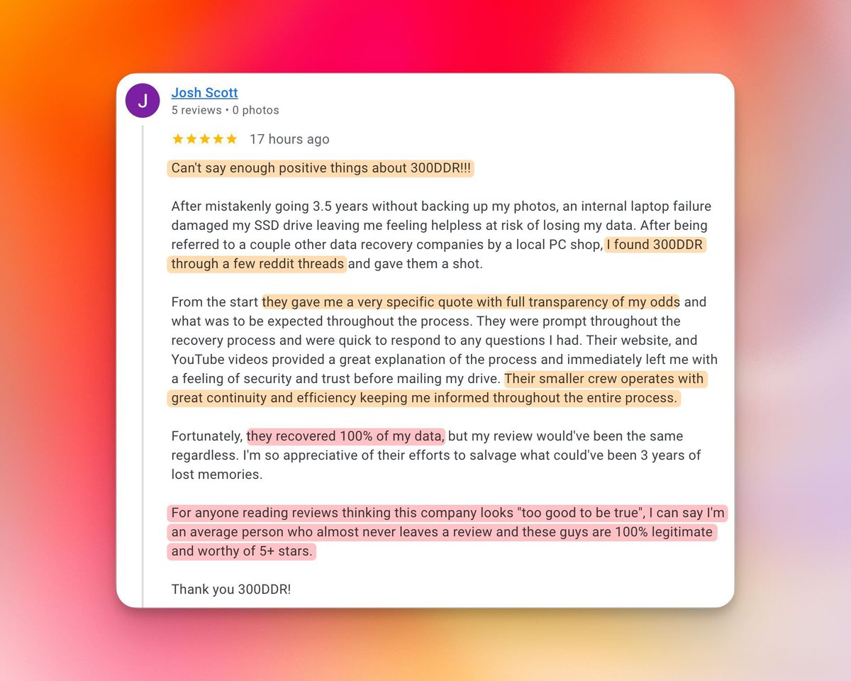 Another successful SSD recovery! 💾✨ 3.5 years of unbacked photos saved from a damaged drive. Reddit community came through with the recommendation and we delivered 100% data recovery! 🎉💪 Every memory matters to us. #DataRecovery #300DDR #TechRescue
buff.ly/KN2E7Q9