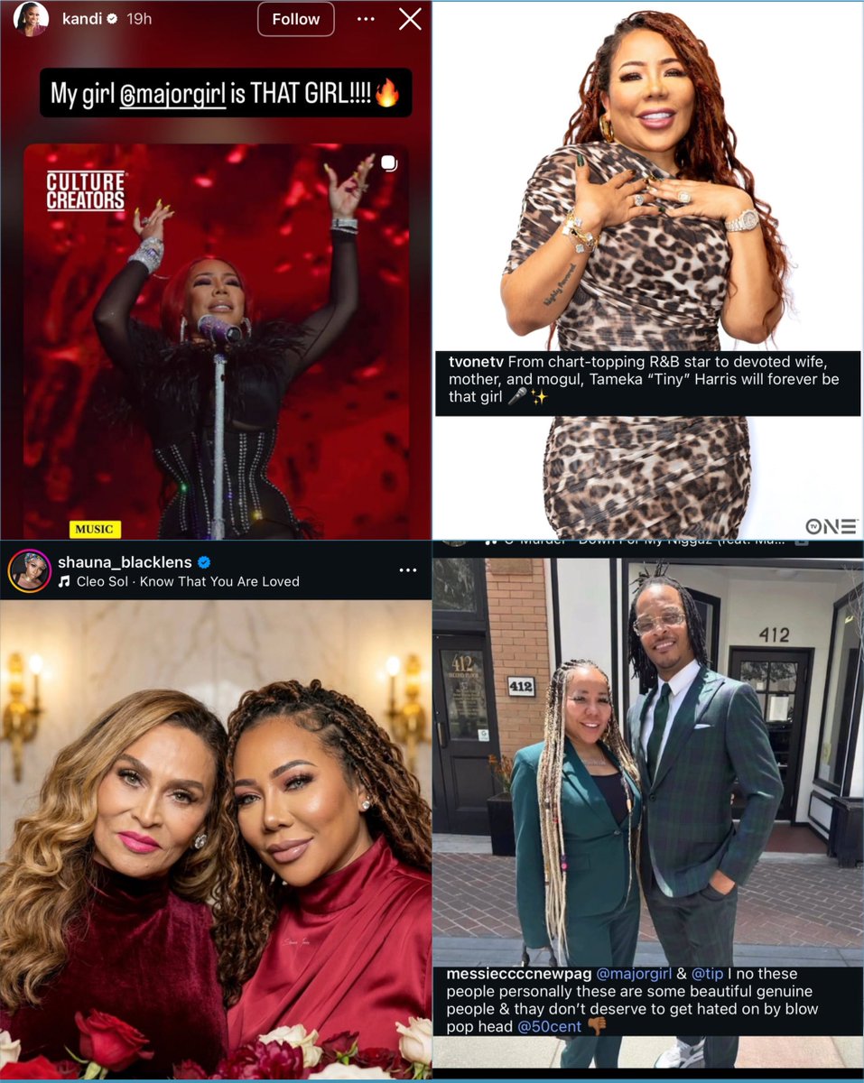 BlockTopickz's tweet photo. People in the industry rally behind Tiny after she was inserted in the back and forth with 50 Cent and her husband T.I. https://t.co/D2PE2kVSMv