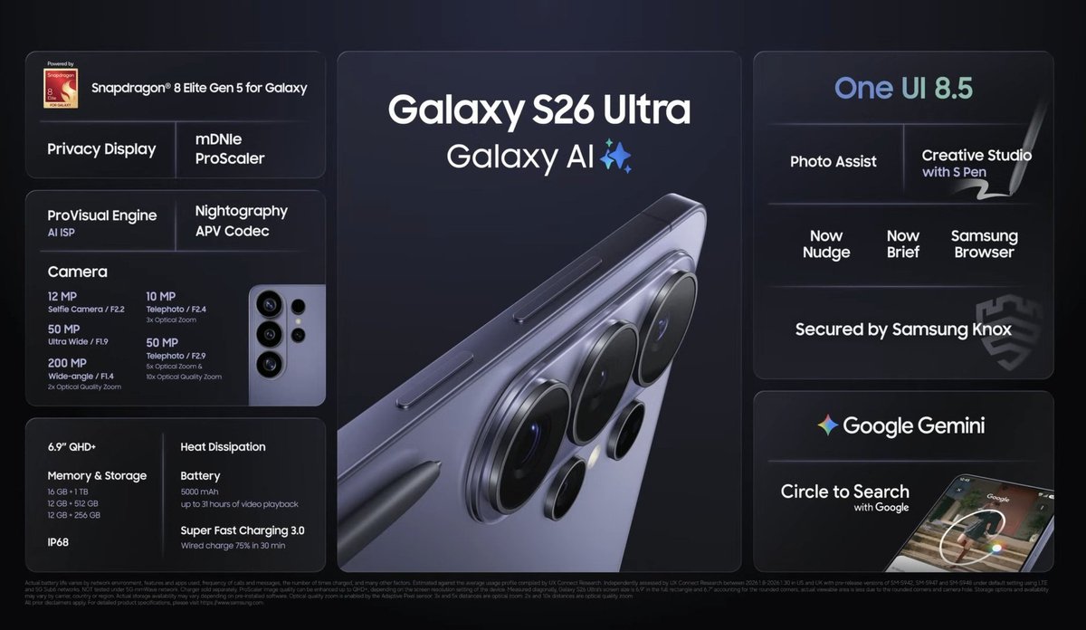 Samtechique's tweet photo. The  Samsung S26 Series ✨️ https://t.co/iWCLVCSXgv