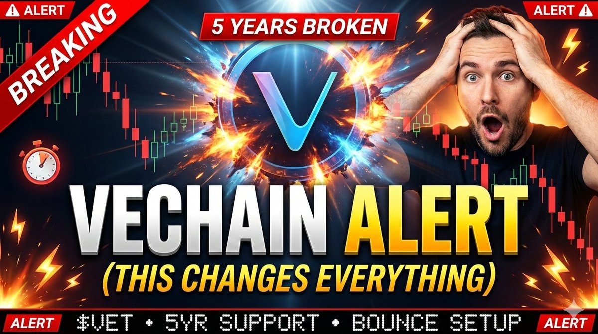 🚨 $VET IS COILING.

Sideways channel. Smaller recovery signs forming. Historic support holding for 5+ YEARS.

Every single time it's tested this level — it BOUNCED.

The R:R setup right now is INSANE.

🎥 Full breakdown → 
youtu.be/lgQWdrU2MlU

#VeChain #VET #Crypto