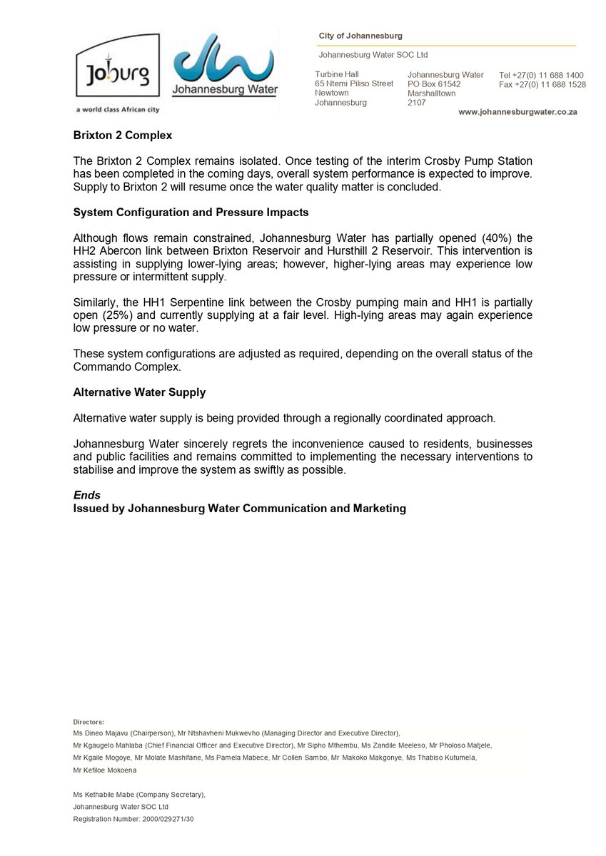 JHBWater's tweet photo. #JoburgUpdates
Water outages in parts of #CommandoSystem. ^PM https://t.co/sF5Bq7dcoS