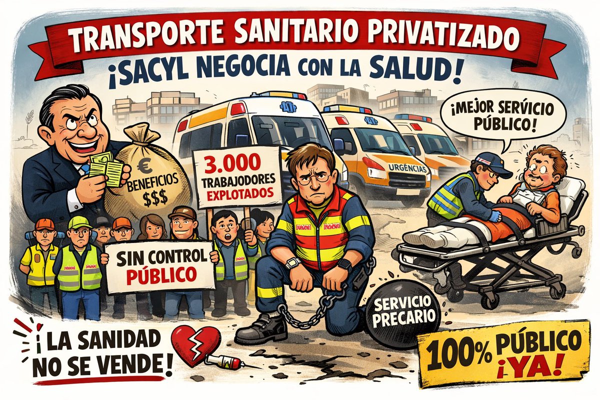 ❌ Inaceptable que @Sacyl mantenga el transporte sanitario privatizado (1/2)

🚑 Más de 3.000 profesionales
📊 El mayor servicio público privatizado de la Comunidad
⚠️ Servicio esencial tratado como negocio

#NoALaPrivatización #Sacyl #Emergencias