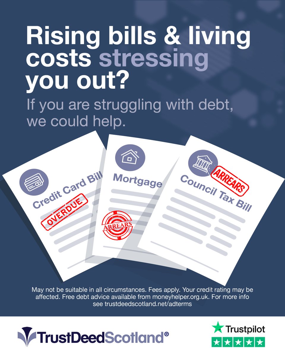 Struggling with rising living costs and unaffordable debts? 

You might be eligible to apply for a debt solution which could...

✅ Reduce your monthly debt payments
✅ Freeze interest &amp; charges

👉 Visit trustdeedscotland.net to find out more about your options today.