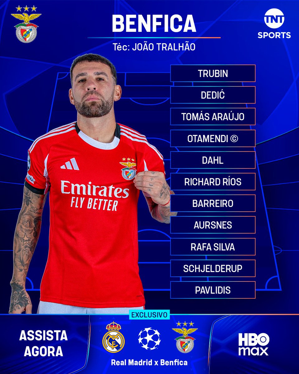 TIMES PRONTOS PARA LUTAR POR UMA VAGA NAS OITAVAS! ⚔️🔥 Real Madrid e Benfica estão escalados para o duelo no Santiago Bernabéu! Quem vai seguir na #CasaDaChampions?

🚨 Você assiste AGORA, AO VIVO E SOMENTE NA <a href="/StreamMaxBR/">HBO Max Brasil</a>  (bit.ly/4ojz64N)! #MFM #PréJogo #HBOMax