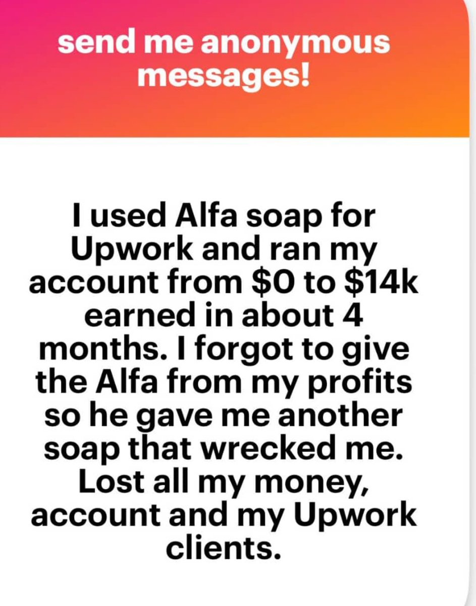 Aje_Dynamicz's tweet photo. So some people have Updated this freelancing thing

Soap on Upwork kee 🌚 🤧 
My question is do you also deliver the project or it's free money?? https://t.co/FXL8Vk5TSw