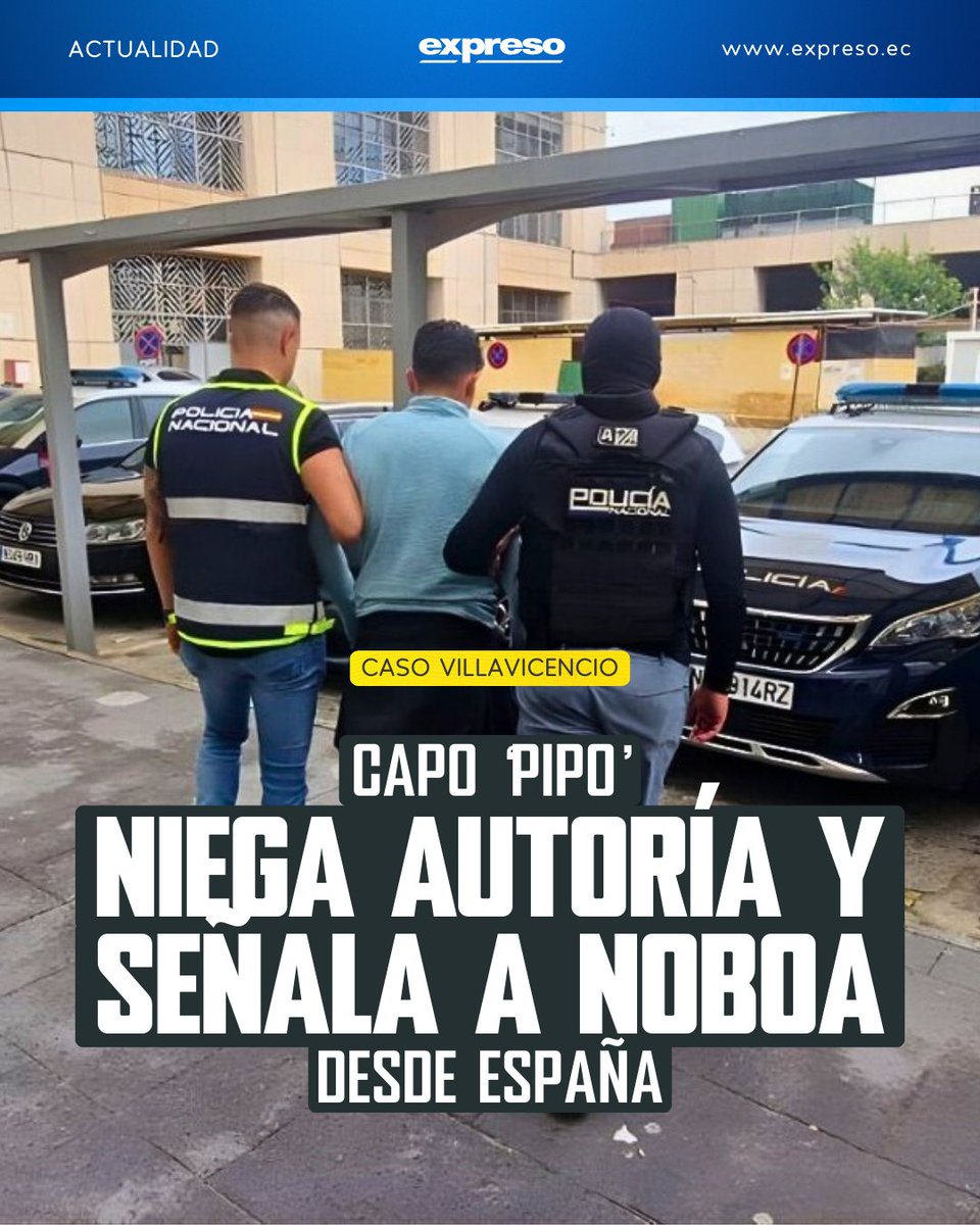 Desde la Fiscalía de Zaragoza, el líder de Los Lobos, Wilmer Chavarría, alias ‘Pipo', acusó al presidente Daniel Noboa en el caso del magnicidio de Fernando Villavicencio.

Todos los detalles 👉 bit.ly/4rDvCfy