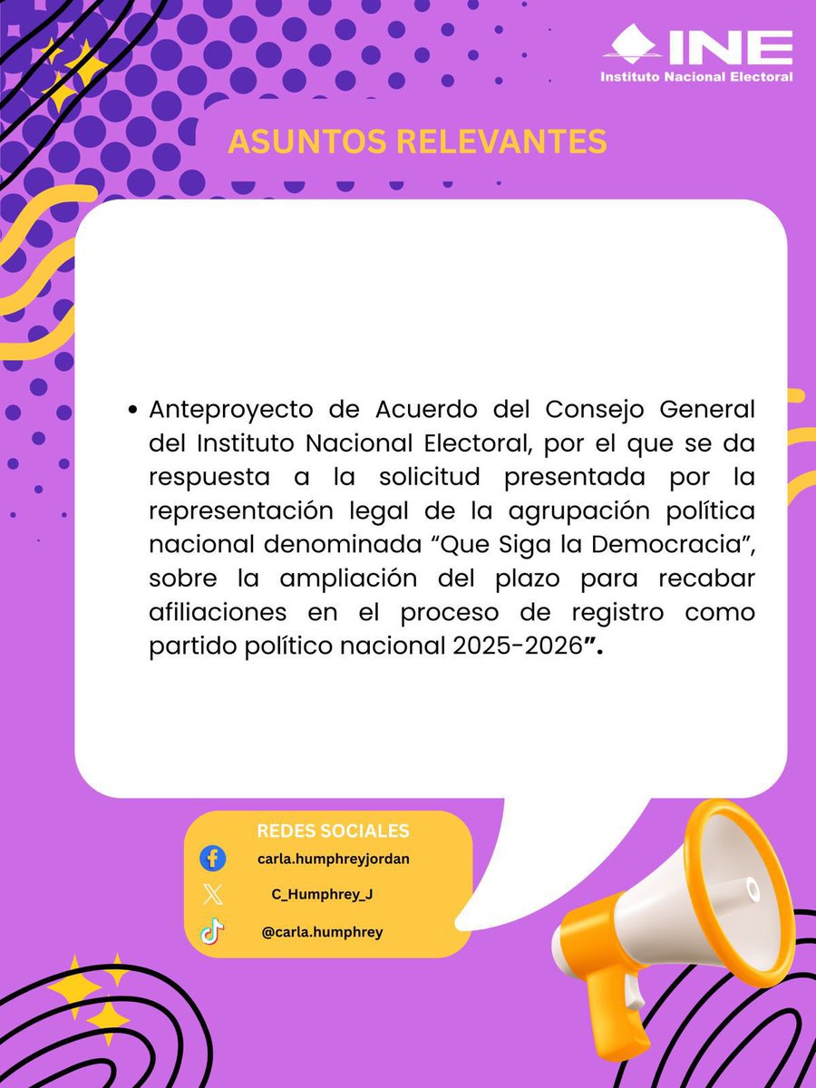 C_Humphrey_J's tweet photo. ¡Acompáñanos!

#Hoy sesionamos a las 13 horas en la Comisión de Prerrogativas y Partidos Políticos (#CPPP) del @INEMexico para responder a una consulta sobre ampliación de plazos en el proceso de constitución de nuevos partidos políticos.

Link: https://t.co/LZt4TIQnO8 https://t.co/Y0Qa8OgbdO