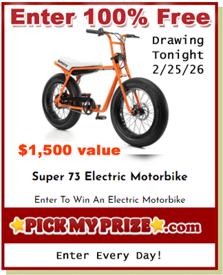 #GiveawayAlert
Last chance to submit your FREE ENTRIES for the chance to win a Super 73 Electric Motorbike! 🚲Prize drawing TONIGHT! ⌛

✔️Enter Now: ow.ly/q1Nr50YlWf2