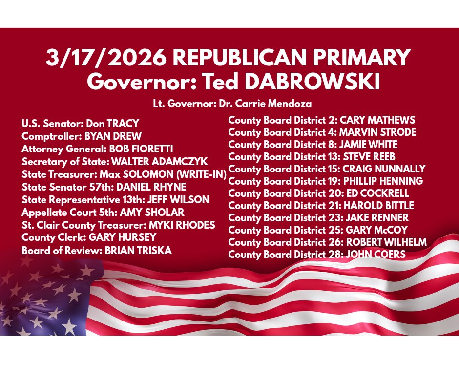 Make a plan to vote. Illinois is a great place, vote Republican &amp; help make it affordable again.
