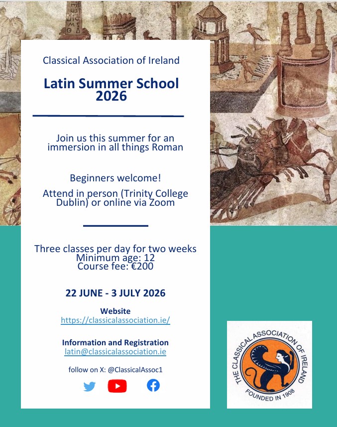 ClassicalAssoc1's tweet photo. CAI Latin classes
22 June to 3 July 2026
Booking link: https://t.co/yHSsAYQi5Z https://t.co/rbO3euXQtw