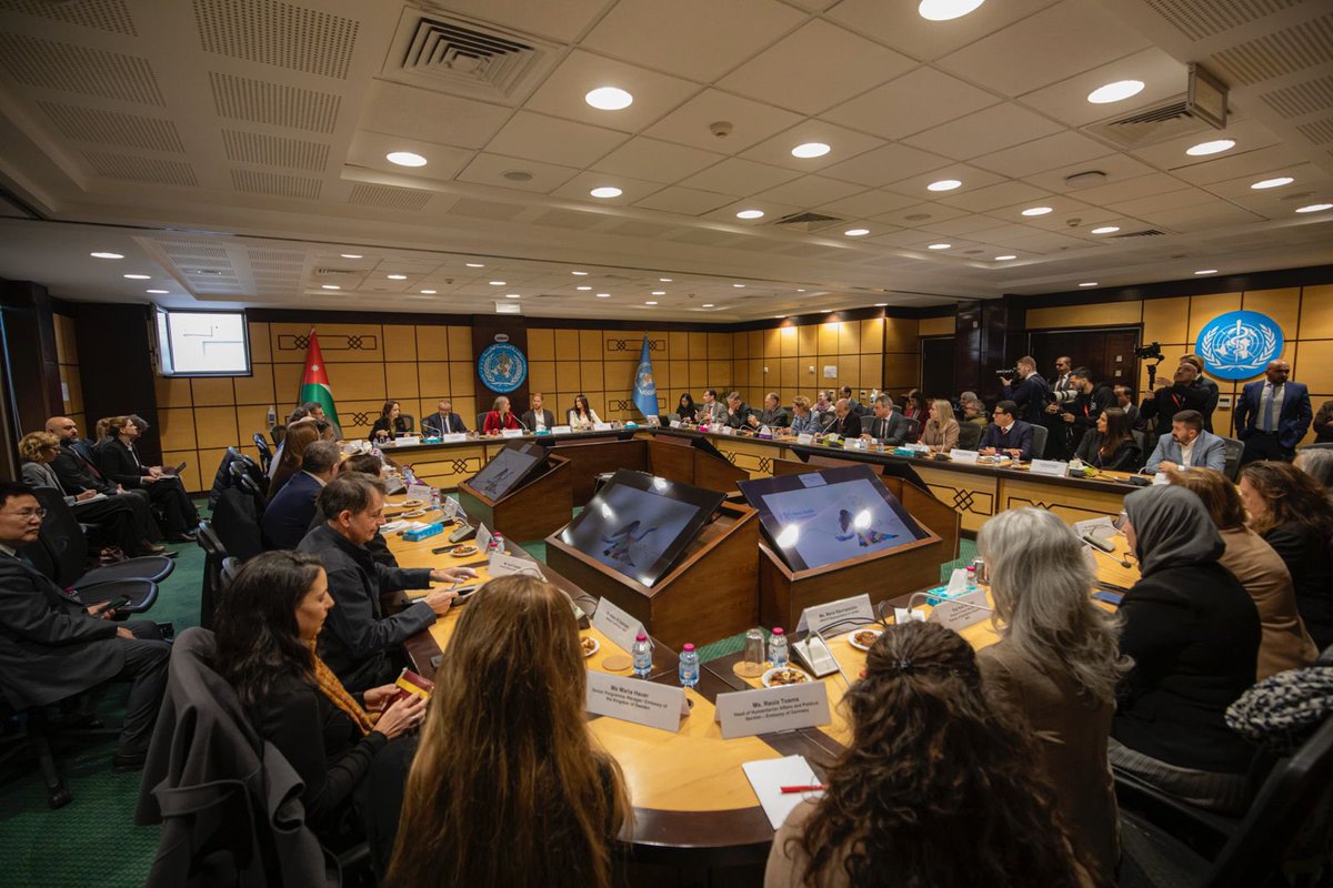 It was my honor to chair a discussion between <a href="/DrTedros/">Tedros Adhanom Ghebreyesus</a>, <a href="/WHO/">World Health Organization (WHO)</a> Director General, and the Duke and Duchess of Sussex, Prince Harry and Meghan, with members of the diplomatic community, UN agencies, and civil society in #Jordan on health challenges and opportunities, including