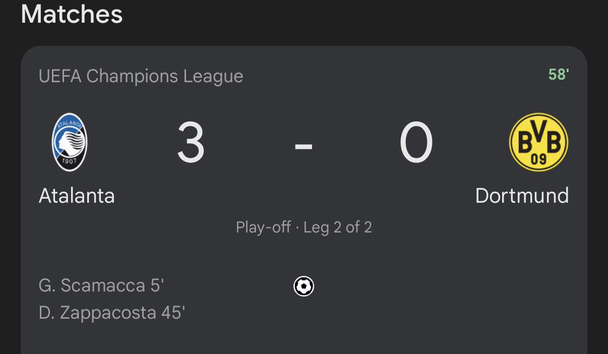 Atalanta are absolutely cooking Borussia Dortmund, what a comeback. Single handedly undoing the wrong Inter did for Serie A last night