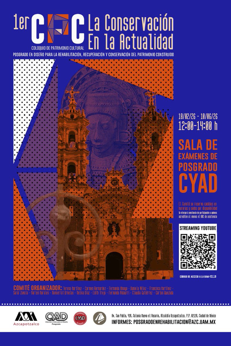 PosDisenoUAM_A's tweet photo. 🎥 En vivo | 1er Coloquio de Patrimonio Cultural
📚 Sesión 2
📅25 de febrero
⏰ 12:00horas
📍Sala de Exámenes de los Posgrados en Diseño
🔴 Sigue la transmisión aquí: https://t.co/oEbqe1D8j9
#PatrimonioCultural #Coloquio #CyAD #UAMAzcapotzalco #PosgradosEnDiseño https://t.co/loTPBFcusL