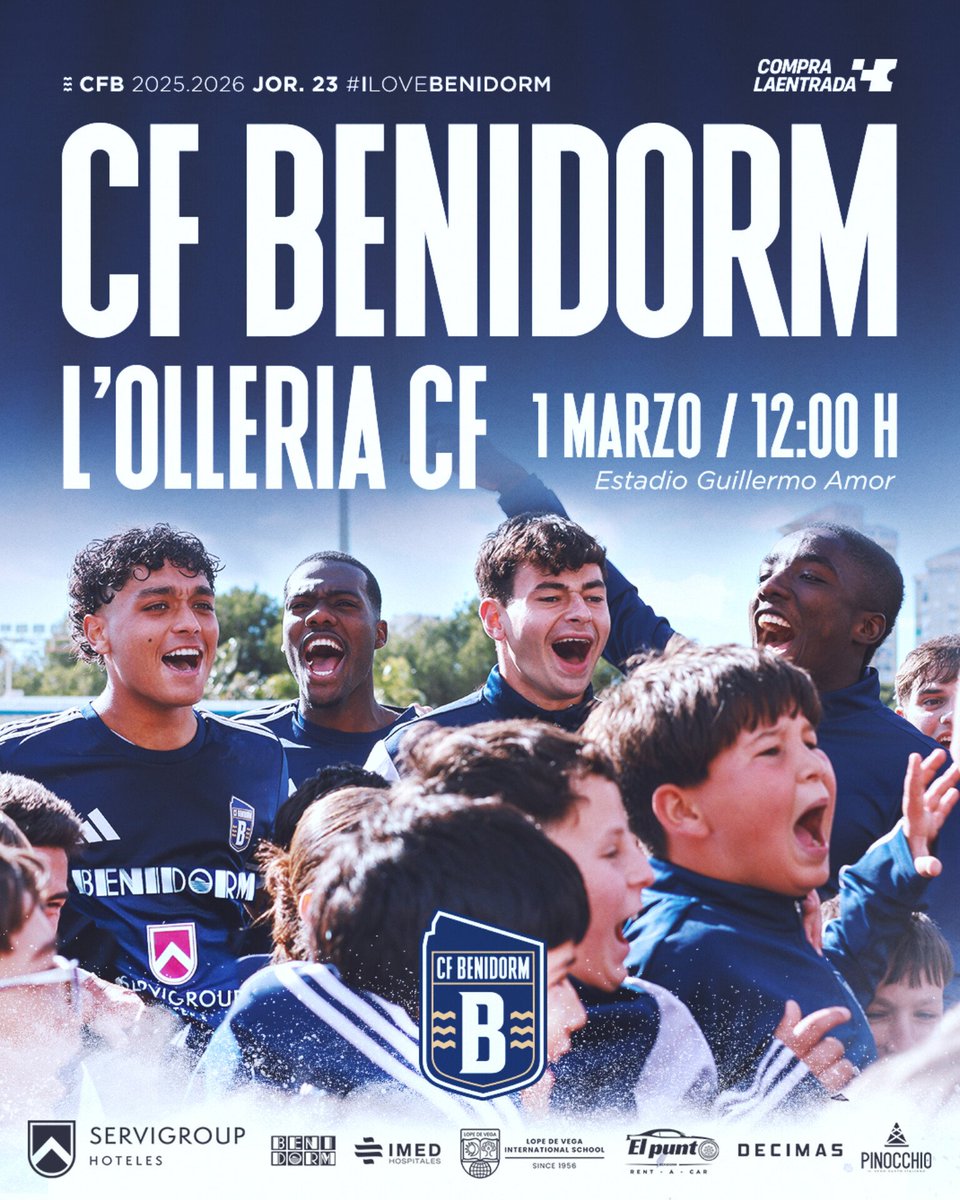 🚨🏟️ ¡𝗡𝗢𝗦 𝗩𝗘𝗠𝗢𝗦 𝗘𝗟 𝗗𝗢𝗠𝗜𝗡𝗚𝗢 𝗘𝗡 𝗘𝗟 𝗚𝗨𝗜𝗟𝗟𝗘𝗥𝗠𝗢 𝗔𝗠𝗢𝗥! 💙

Una nueva oportunidad para GANAR JUNTOS en este decisivo tramo final 🎯

🔜 JORNADA 23 – #LligaComunitat
🆚 <a href="/lolleriacf/">L'Olleria C.F.</a>
📆 Domingo 1
🕛 12 h.
🏟 Guillermo Amor
📍 Benidorm

🎟 <a href="/Compralaentrada/">Compralaentrada</a>
