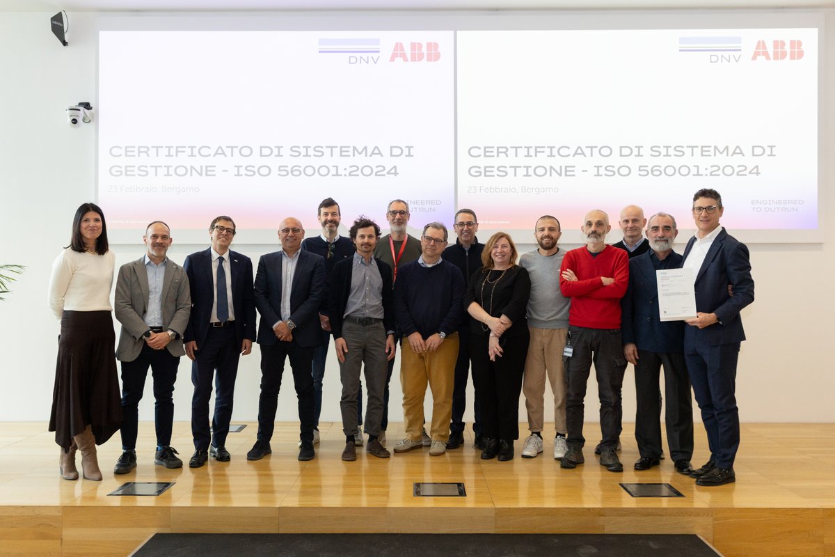 ABBItalia's tweet photo. La divisione #SmartPower di #ABBELectrification ha ottenuto la certificazione #ISO56001 @DNVBusAssurance: tra le prime aziende al mondo e 1° certificata da #DNV in Italia.
Un riconoscimento che conferma il nostro approccio strutturato all’innovazione!
🔗https://t.co/Igz0Q85A2j https://t.co/58D17R6wbh