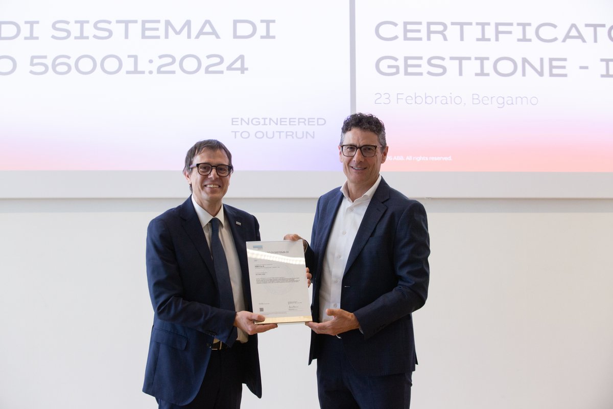 ABBItalia's tweet photo. La divisione #SmartPower di #ABBELectrification ha ottenuto la certificazione #ISO56001 @DNVBusAssurance: tra le prime aziende al mondo e 1° certificata da #DNV in Italia.
Un riconoscimento che conferma il nostro approccio strutturato all’innovazione!
🔗https://t.co/Igz0Q85A2j https://t.co/58D17R6wbh