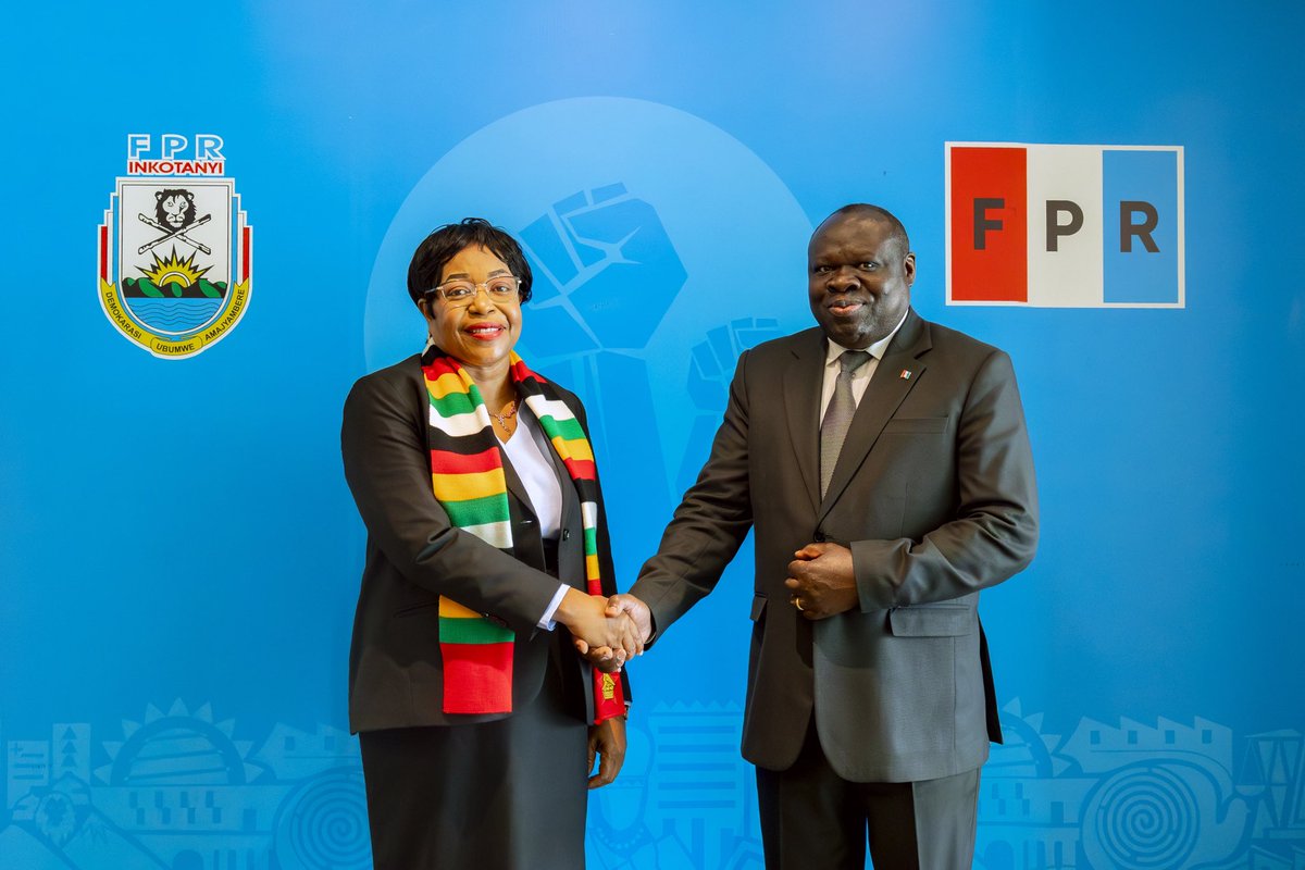 rpfinkotanyi's tweet photo. Earlier today, Secretary General Amb. Christophe Bazivamo received in his office, H.E. Prof. Charity Manyeruke, Ambassador of the Republic of #Zimbabwe to #Rwanda.

They discussed matters of common interest and committed to strengthening the existing  excellent bilateral relations between FPR-Inkotanyi and ZANU-PF, as well as between the two sister countries.