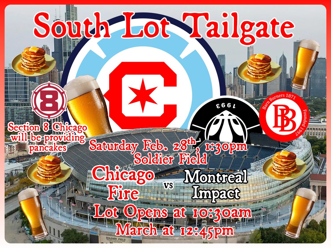 barnburners1871's tweet photo. Its gonna be a early shift this Saturday. Bundle up, bring a handwarmer, and join us over at the South Lot for the Home Opener at 10:30am this Saturday. Pancakes will be provided by @Section8Chicago in case you skipped breakfast. See you there!
#cf97 #VamosFire https://t.co/Mxd7G0CSRC