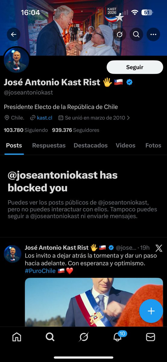 Me tiene bloqueada el señor Presidente? Pero por qué ?