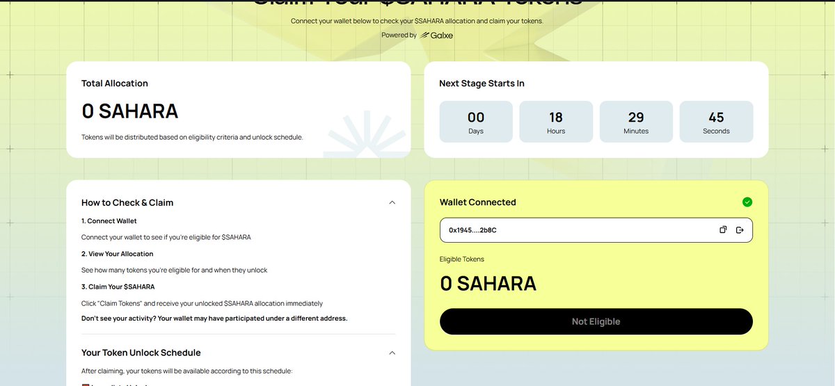 Ya3rI's tweet photo. @SaharaAI Hello, my wallet was included in airdrop and I had already claimed the tokens, but now it shows zero claimable tokens for me, what is the reason? I can't send messages in the Discord ticket section and it's blocked. How can I follow up? https://t.co/8M0IjZtazG