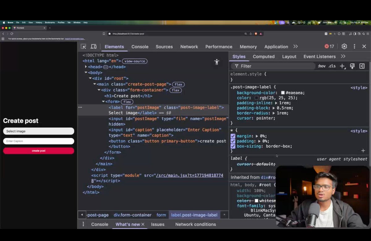 devHamza03's tweet photo. 📅 Day 114 of Cohort 2.0 @sheryians_

Completed our Insta clone by adding create post and like features and connecting backend APIs to the frontend.

With Ramadan and Taraweeh, time is tighter, but I stay consistent through recordings and practice. Discipline matters. https://t.co/r0rRHKjzGk