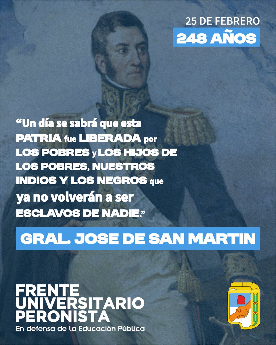 fupunse_'s tweet photo. Hace 248 años, en Yapeyú, nacía el hombre que cambiaría el destino de todo un continente ❤️

En estos tiempos de discursos que nos hablan de libertad, recordemos que la única manera de hacerla posible es defendiendo los intereses nacionales y los derechos que hemos conquistado. https://t.co/jXCnZJdGwy