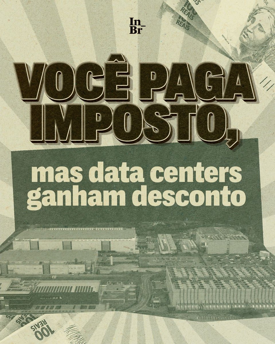 TheInterceptBr's tweet photo. A Câmara aprovou um regime especial de tributação para data centers. Se trata de um desconto fiscal para atrair grandes corporações que usam estruturas que consomem volumes massivos de energia e água, inclusive em locais de crise hídrica, e operam com baixo retorno social direto para a população. 🧵