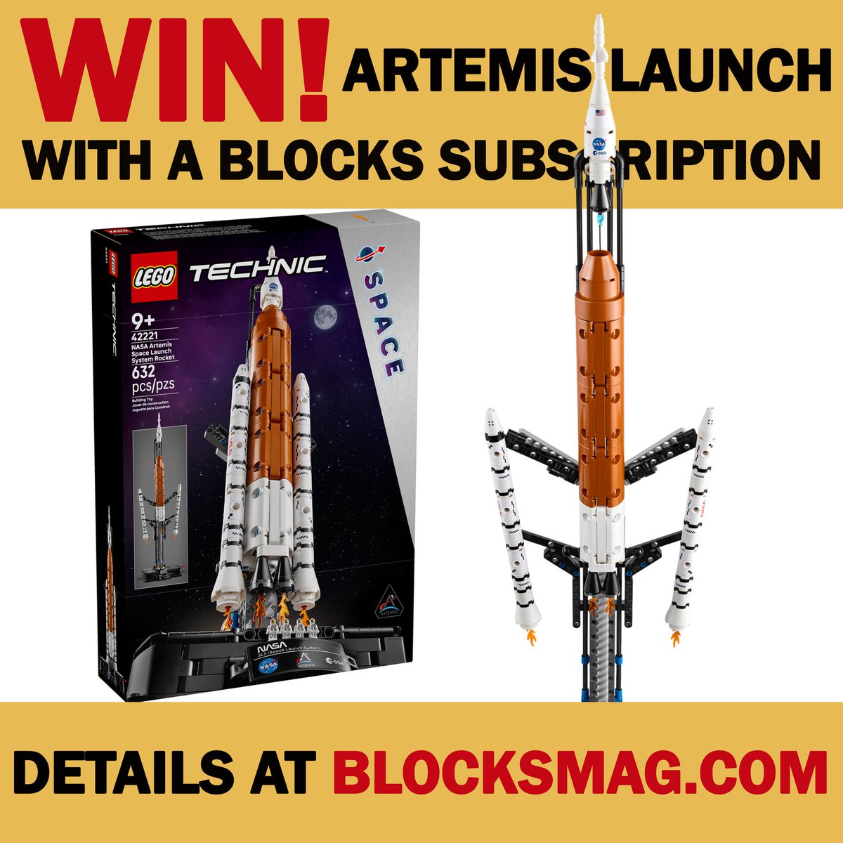 blocksmagazine's tweet image. Thank your lucky stars! Subscribe at BlocksMag.com by March 5 for your chance to win 42221 NASA Artemis Space Launch System Rocket. Current subscribers are also entered automatically.

#LEGO #LEGOSpace #BlocksMagazine
