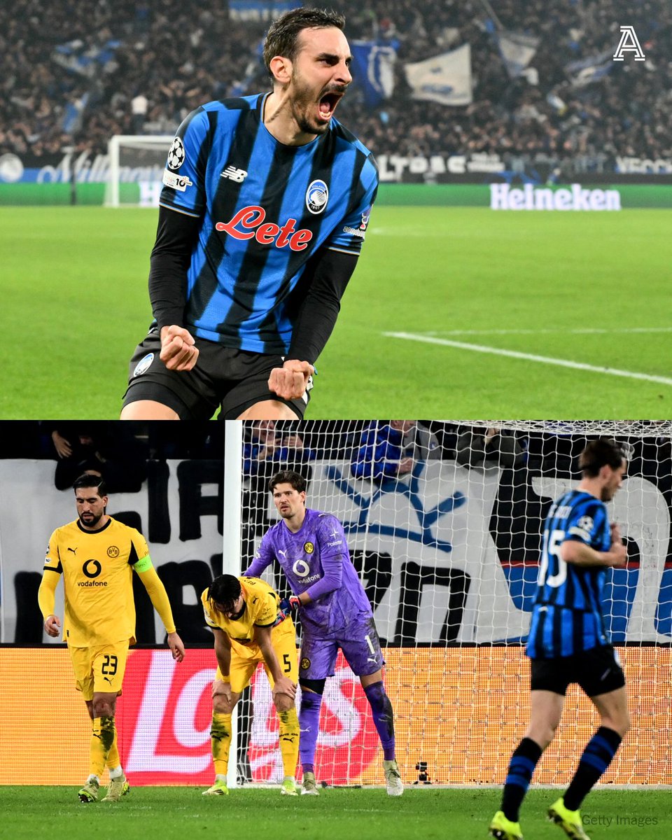 Atalanta have turned it around in Bergamo.

They trailed Borussia Dortmund 2-0 on aggregate coming into tonight's second leg.

But goals from Gianluca Scamacca, Davide Zappacosta &amp; Mario Pasalic have Raffaele Palladino's side ahead.

It could be a famous Champions League night