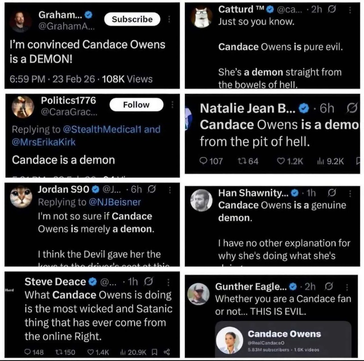 Hier, un certain nombre d'influenceurs "conservateurs" américains ont attaqué Candace Owens sur Twitter,  la traitant publiquement de "démon". Malheureusement pour eux, quelqu'un a fait fuiter le mail organisant l'attaque et fournissant les éléments de langage. Et l'influenceur