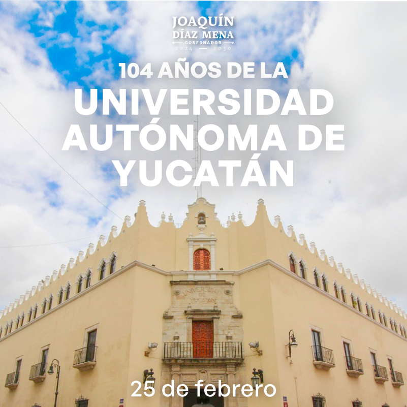 huachodiazmena's tweet photo. Hoy, a 104 años de su fundación, reconocemos el legado y la dedicación de la comunidad académica de la Universidad Autónoma de Yucatán - @UADYoficial, fundada en 1922 por Felipe Carrillo Puerto y consolidada como la máxima casa de estudios de nuestro estado.

Su compromiso con la formación, la investigación y el conocimiento ha sido pilar fundamental para impulsar la educación y el crecimiento de #Yucatán.