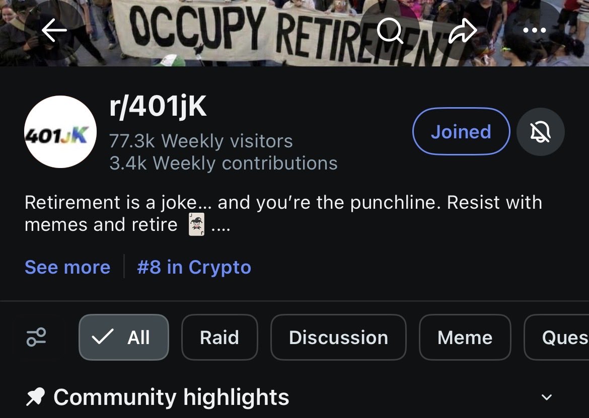 <a href="/RicoMoneybags/">Rico Moneybags</a> <a href="/Sorry_on_Sol/">Sorry</a> <a href="/catbatcoin/">CATBAT</a> <a href="/Blaaackguy/">The Black Whale Official Meme</a> <a href="/brettether/">Brett (ETH) | ARMY | OG</a> <a href="/401_JK/">401JK 🃏</a> <a href="/crow_with_knife/">crow with knife</a> <a href="/XPXtoken/">XPX Token</a> <a href="/YouTube/">YouTube</a> Major buy signal for 401JK, which is currently on Reddit’s top 8 crypto communities. If you’re seeing this you’re early.