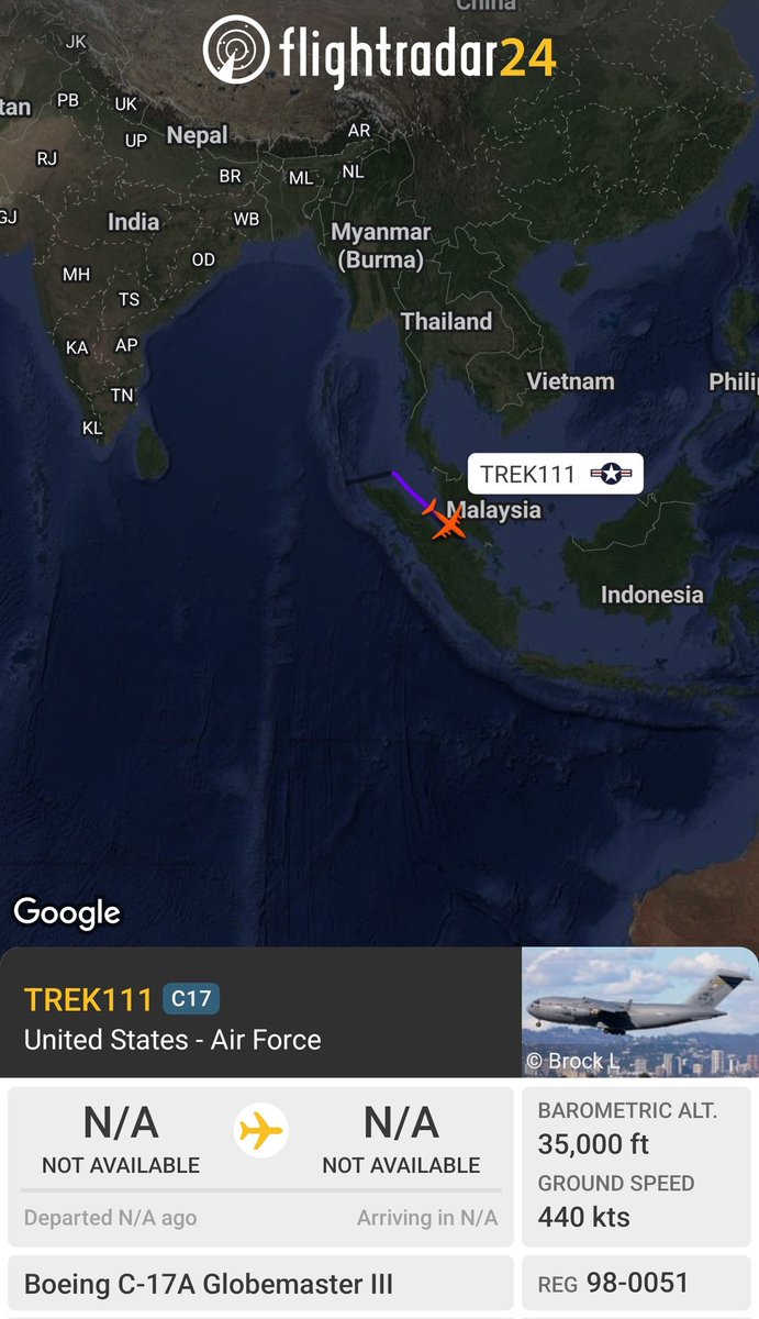 sipjack1776's tweet photo. C-17A Globemaster 🇺🇲
#AE07FD/98-0051/TREK111
Diego Garcia NSF (FJDG)>Kadena(RODN)
@Borrowed7Time @stunorth69 @ArmchairAdml https://t.co/5B93ZpYljd