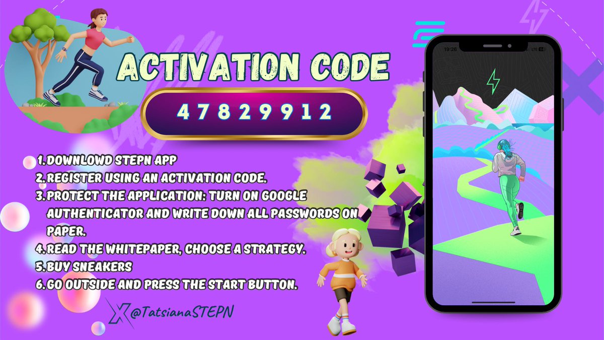 TatsianaSTEPN's tweet photo. Time to Drop Your #STEPN Activation Code ⬇️ https://t.co/9ddXAD9Sue