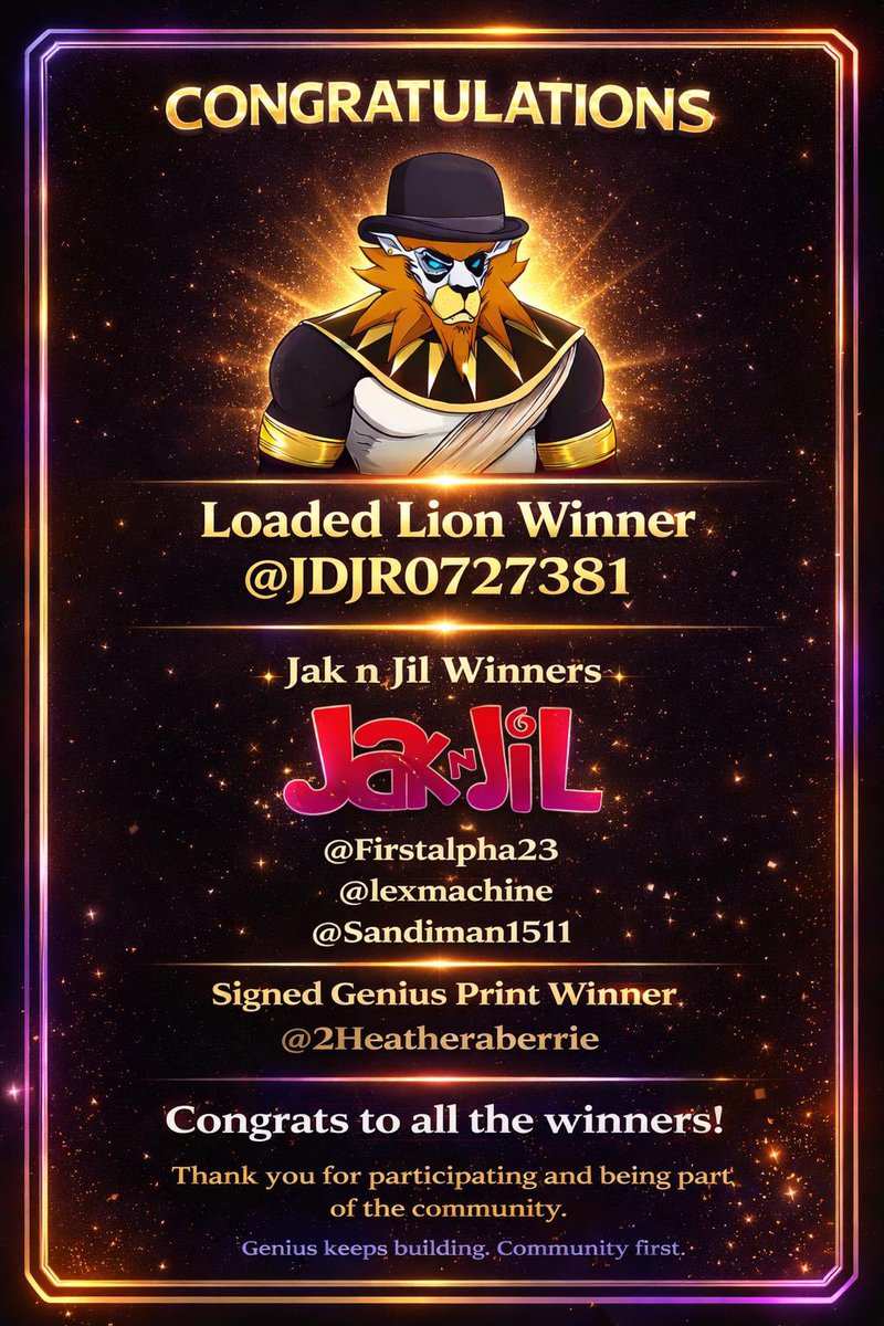 ElRealGenius's tweet image. Congrats to all the winners!  LFG! 

@jaknjilmh #1COMMUNITY

Please congrat your Fellow Holders…