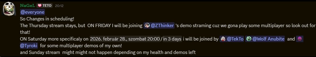 update on my schedule