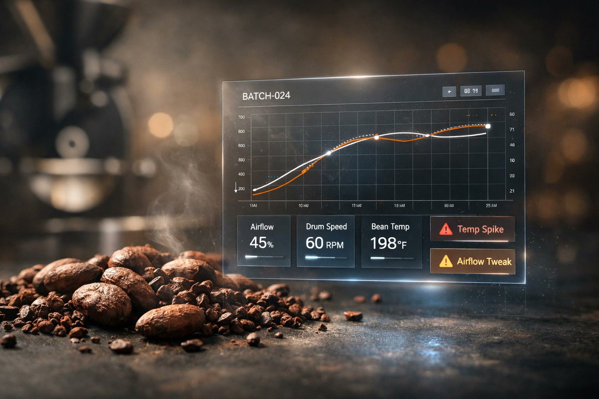 CocoaCraft's tweet photo. Ditch paper logs. 📝 FactoryLink connects your roaster to Cocoa Craft batch records, mapping every temp spike and airflow tweak in real-time. Precision for every maker.

Master your roast: https://t.co/W9V7SVYasC

#CraftChocolate #MakerWorkshop #ChocolateTech https://t.co/CrEupDulaE