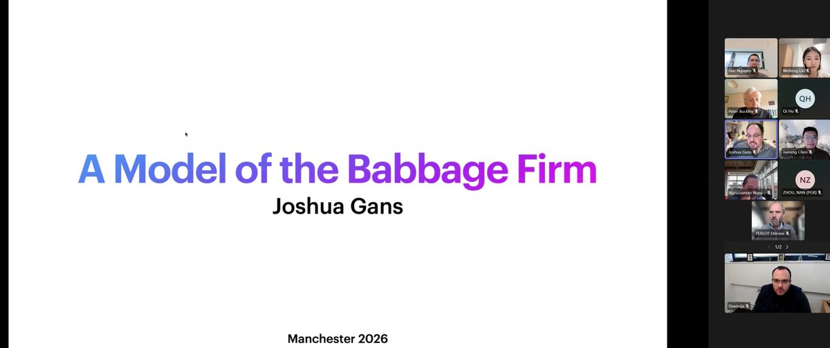 ib_manchester's tweet photo. Prof. @joshgans (@rotmanschool) at @ib_manchester 🧠: a dynamic model of how firms allocate problem-solving over time. 

#OrgLearning #StrategyWorld26 https://t.co/7JyoHmN6TT