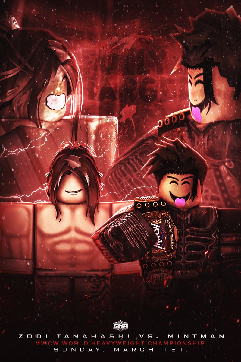 ⛈️ | THIS SUNDAY!
------
In just a FEW days, <a href="/mintman22s/">Mintman22</a> looks to gain the title of being the FINAL MWCW Worlds Heavyweight Champion, but G1 Climax Winner <a href="/JustZxdi/">Zodi/Evie #ThankYouTam💜 #THEKLAISCHAMP</a> faces off against Mint, aiming to prevent his plans!
------
Who will prevail in MWCW's most prestigious battle?