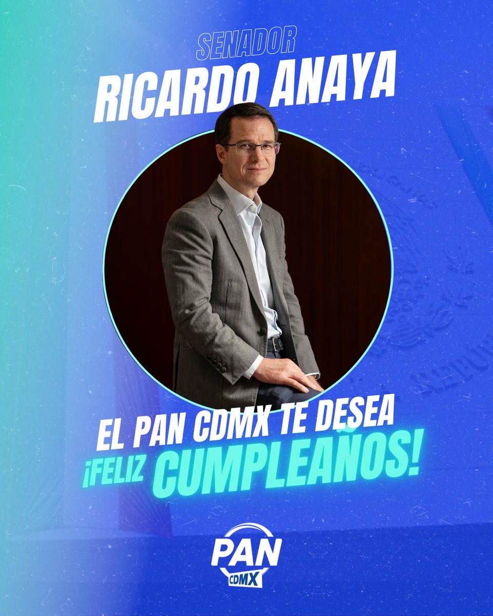 PAN_CDMX's tweet photo. ¡Felicitamos al senador y coordinador de @SenadoresdelPAN @RicardoAnayaC por su cumpleaños! 🥳
Gracias por ese compromiso, gran valentía y trabajo por defender a México.
#PANCDMX 🎂 https://t.co/p9qiGm0vGZ