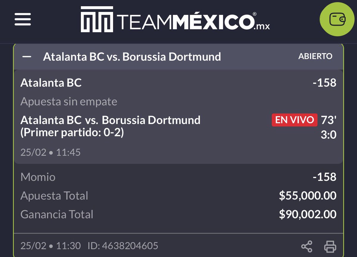 200 RT’s  y subo el paso 2 del reto gratis $1,600 a $10,000 hoy mismos🪜

Paso 1️⃣ Atalanta ✅

HOY MISMO GANAREMOS ESTE RETO🍿💰

Inicia en 40 mnts, seguiríamos con la Champions. Activen Notis 🔔